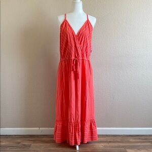 New Time and Tru Orange Ruffled Maxi Dress